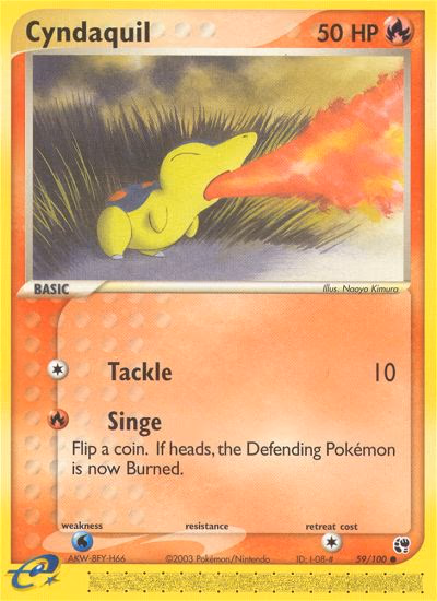 Cyndaquil Pokemon card (59/100, Sandstorm)