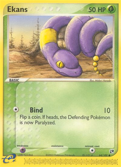 Ekans Pokemon card (64/100, Sandstorm)