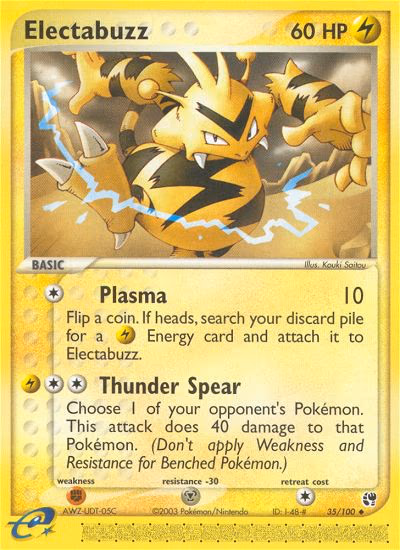 Electabuzz Pokemon card (35/100, Sandstorm)
