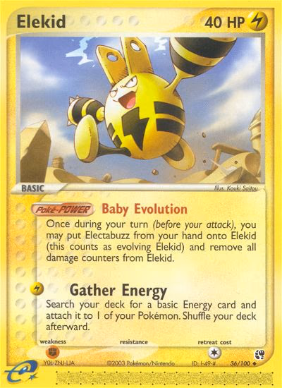 Elekid Pokemon card (36/100, Sandstorm)