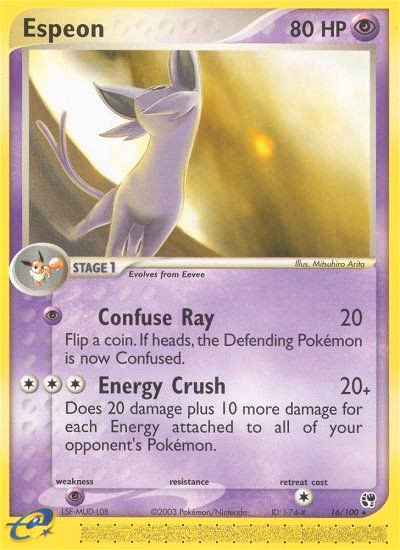 Espeon Pokemon card (16/100, Sandstorm)