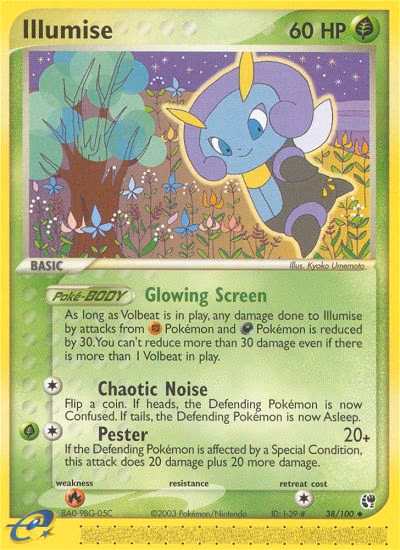 Illumise Pokemon card (38/100, Sandstorm)