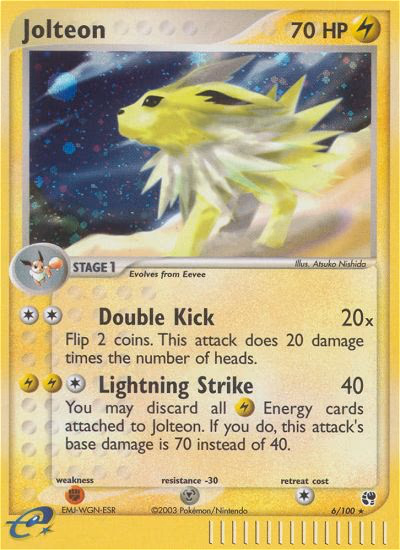 Jolteon Pokemon card (6/100, Sandstorm)