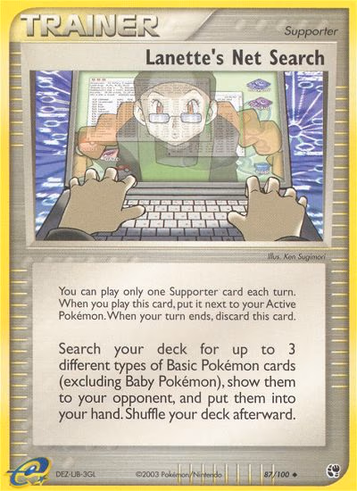Lanette's Net Search Pokemon card (87/100, Sandstorm)