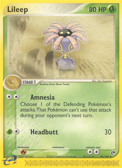 Lileep Pokemon card (43/100, Sandstorm)