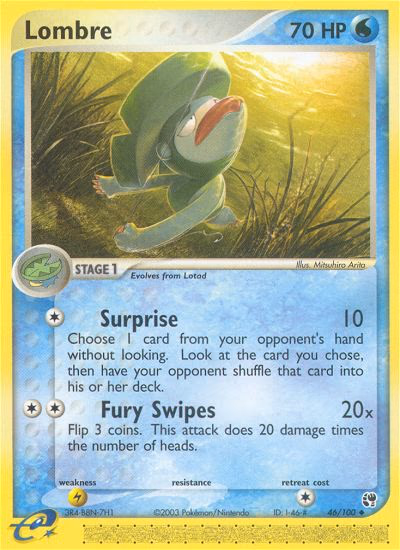 Lombre Pokemon card (46/100, Sandstorm)