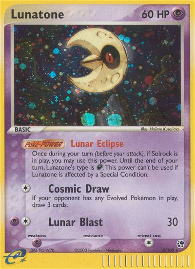 Lunatone Pokemon card (8/100, Sandstorm)