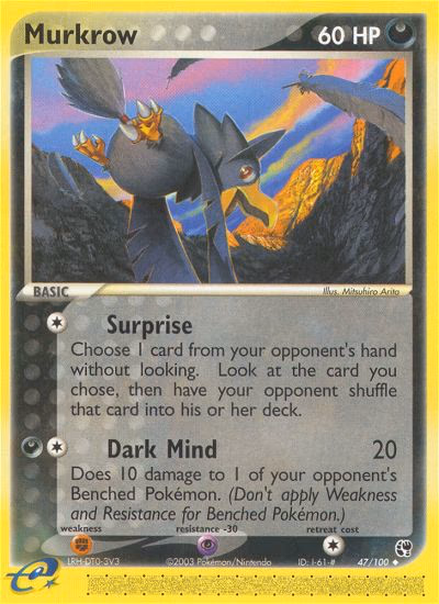 Murkrow Pokemon card (47/100, Sandstorm)