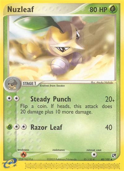Nuzleaf Pokemon card (48/100, Sandstorm)