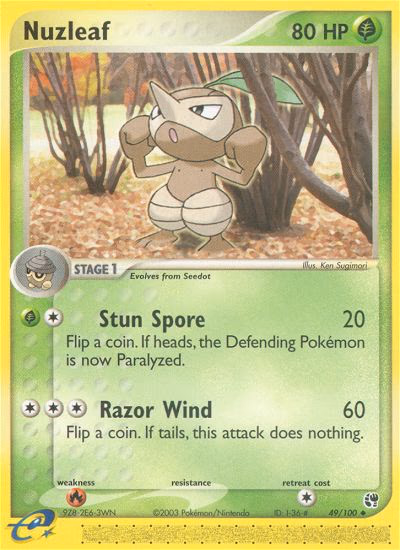 Nuzleaf Pokemon card (49/100, Sandstorm)