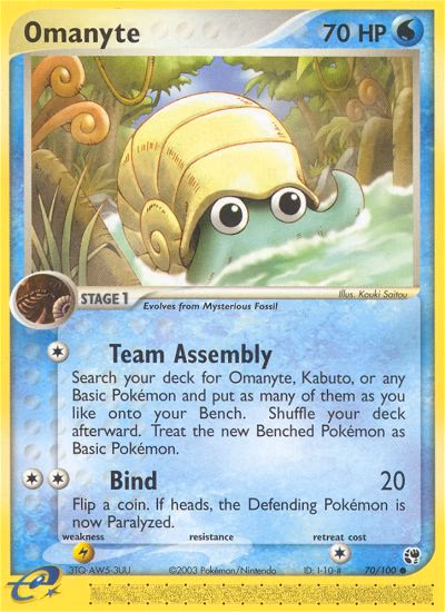 Omanyte Pokemon card (70/100, Sandstorm)