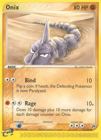 Onix Pokemon card (71/100, Sandstorm)