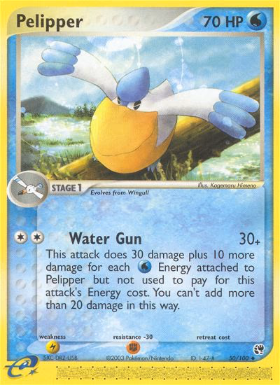 Pelipper Pokemon card (50/100, Sandstorm)
