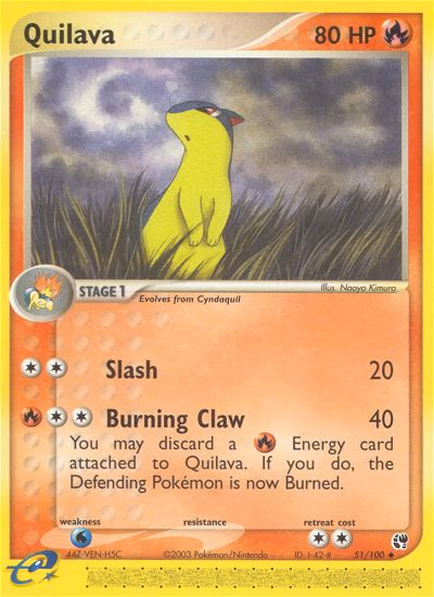 Quilava Pokemon card (51/100, Sandstorm)