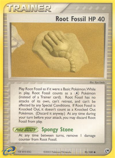 Root Fossil Pokemon card (92/100, Sandstorm)