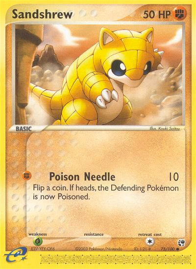 Sandshrew Pokemon card (75/100, Sandstorm)