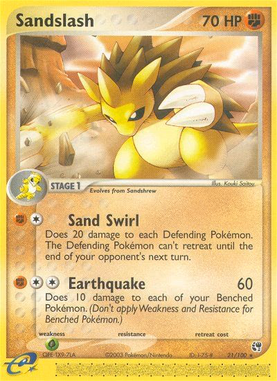 Sandslash Pokemon card (21/100, Sandstorm)