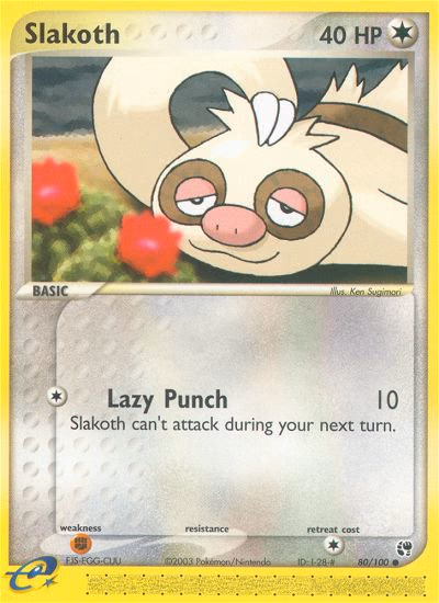 Slakoth Pokemon card (80/100, Sandstorm)