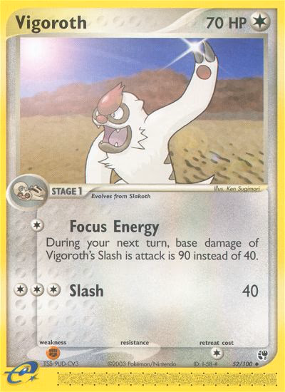 Vigoroth Pokemon card (52/100, Sandstorm)
