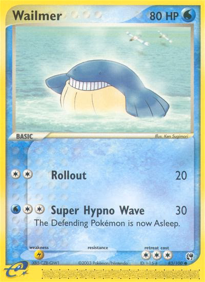 Wailmer Pokemon card (83/100, Sandstorm)