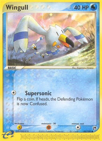 Wingull Pokemon card (84/100, Sandstorm)