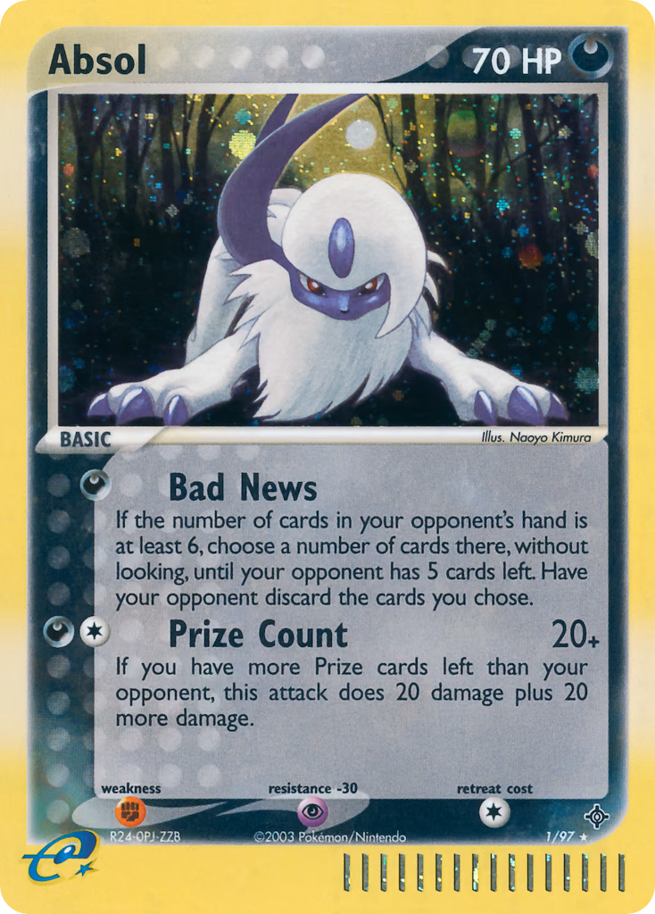 Absol Pokemon card (1/97, Dragon)