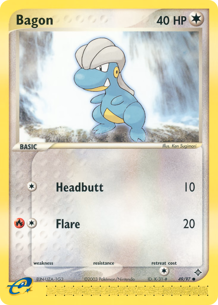 Bagon Pokemon card (49/97, Dragon)