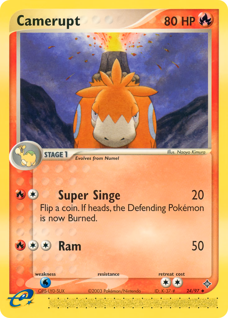 Camerupt Pokemon card (24/97, Dragon)