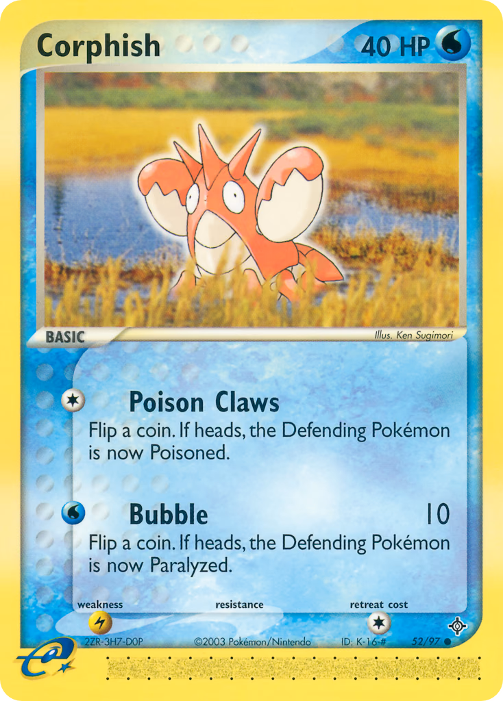 Corphish Pokemon card (52/97, Dragon)