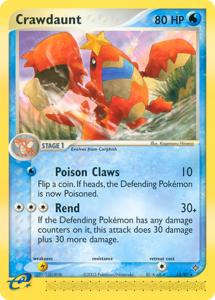 Crawdaunt Pokemon card (13/97, Dragon)