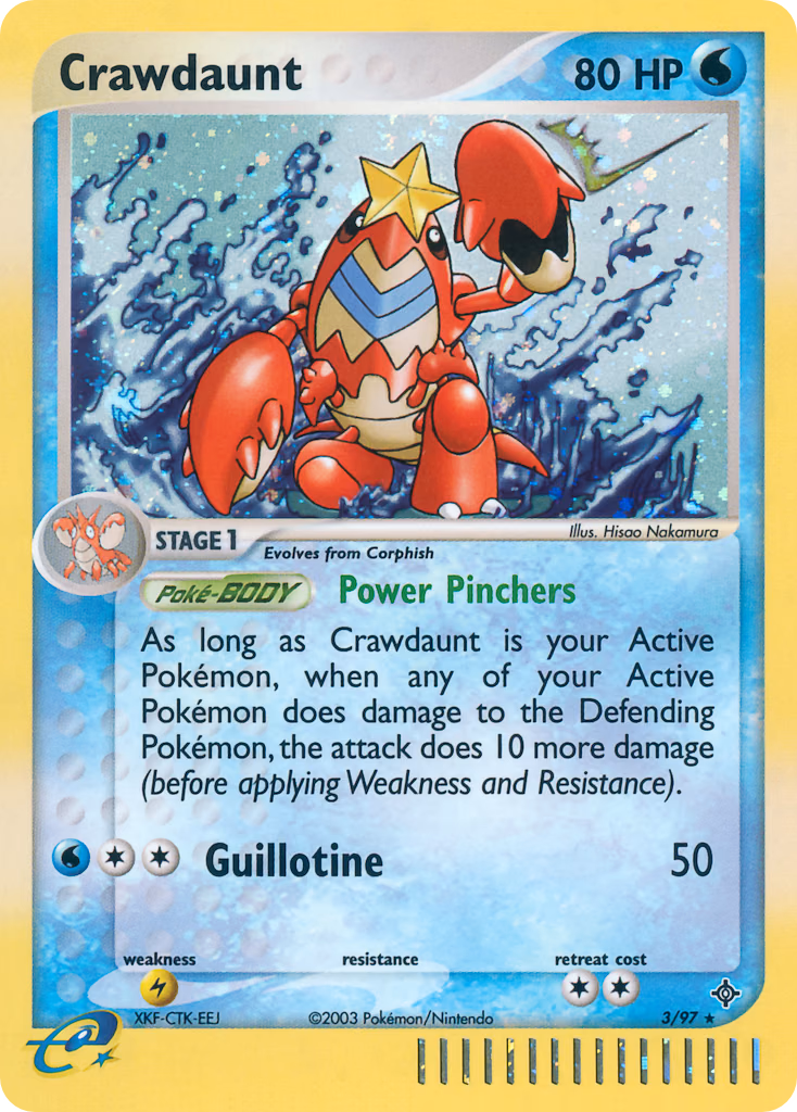 Crawdaunt Pokemon card (3/97, Dragon)