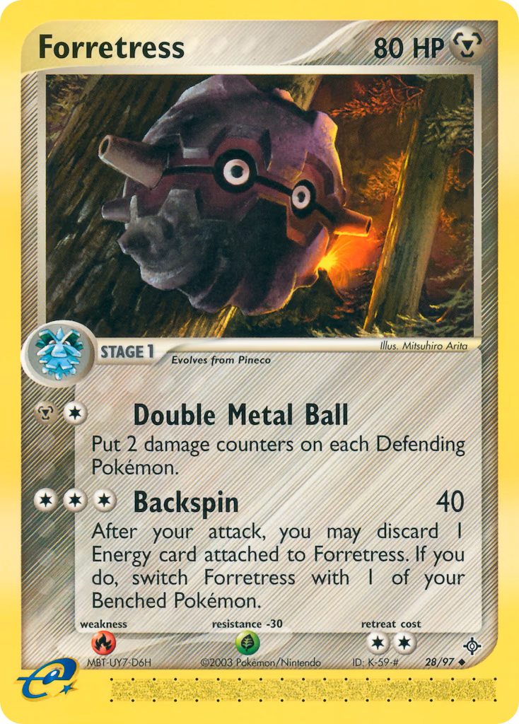Forretress Pokemon card (28/97, Dragon)