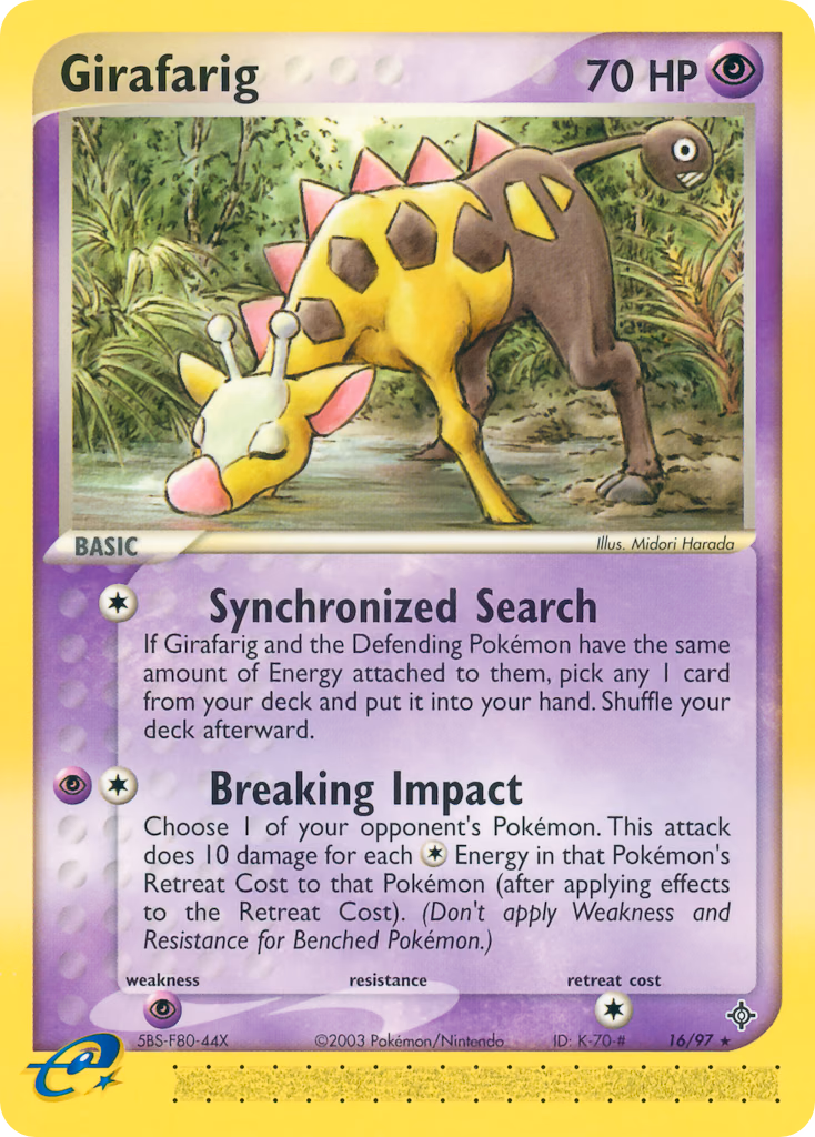 Girafarig Pokemon card (16/97, Dragon)