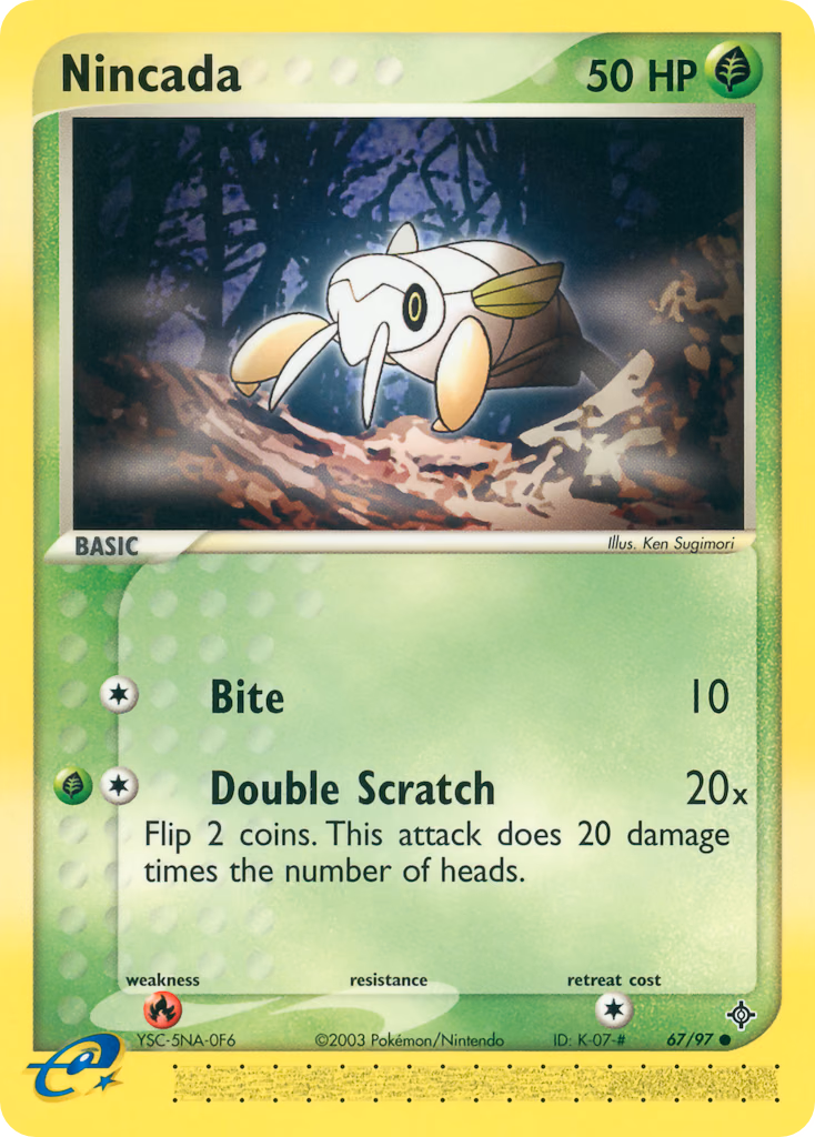 Nincada Pokemon card (67/97, Dragon)