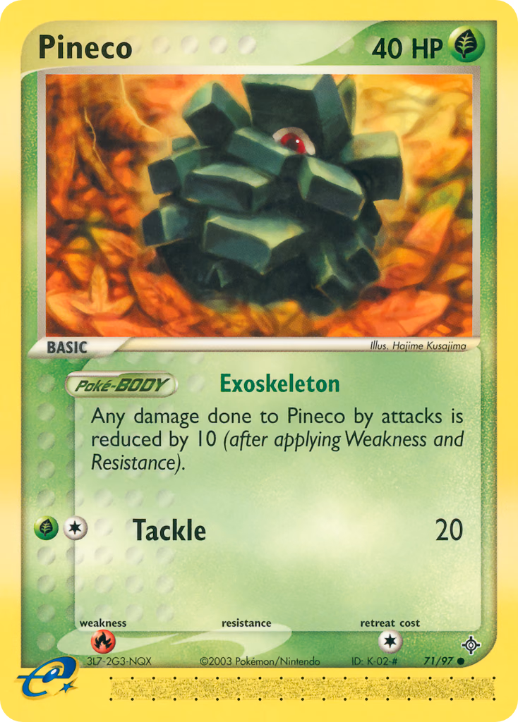 Pineco Pokemon card (71/97, Dragon)