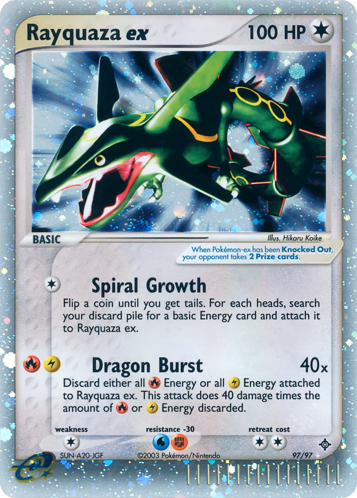 Rayquaza ex Pokemon card (97/97, Dragon)