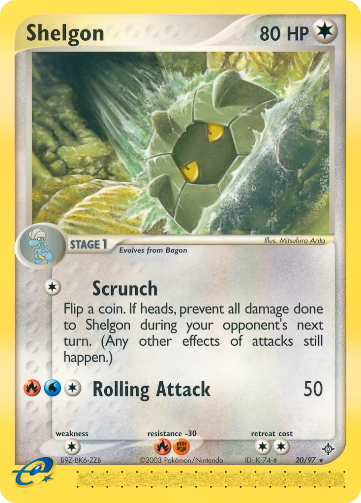 Shelgon Pokemon card (20/97, Dragon)
