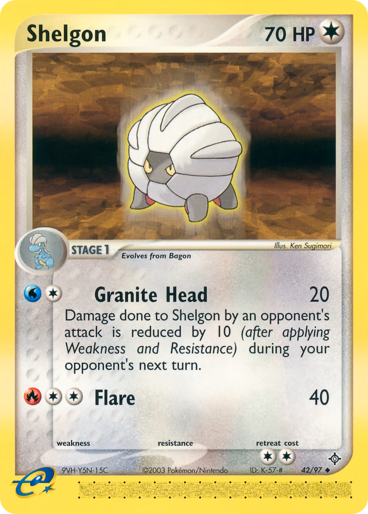 Shelgon Pokemon card (42/97, Dragon)
