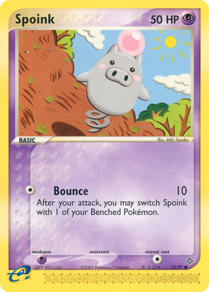 Spoink Pokemon card (73/97, Dragon)