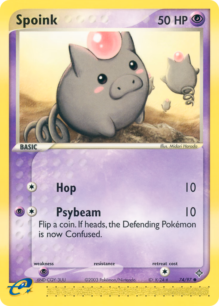 Spoink Pokemon card (74/97, Dragon)