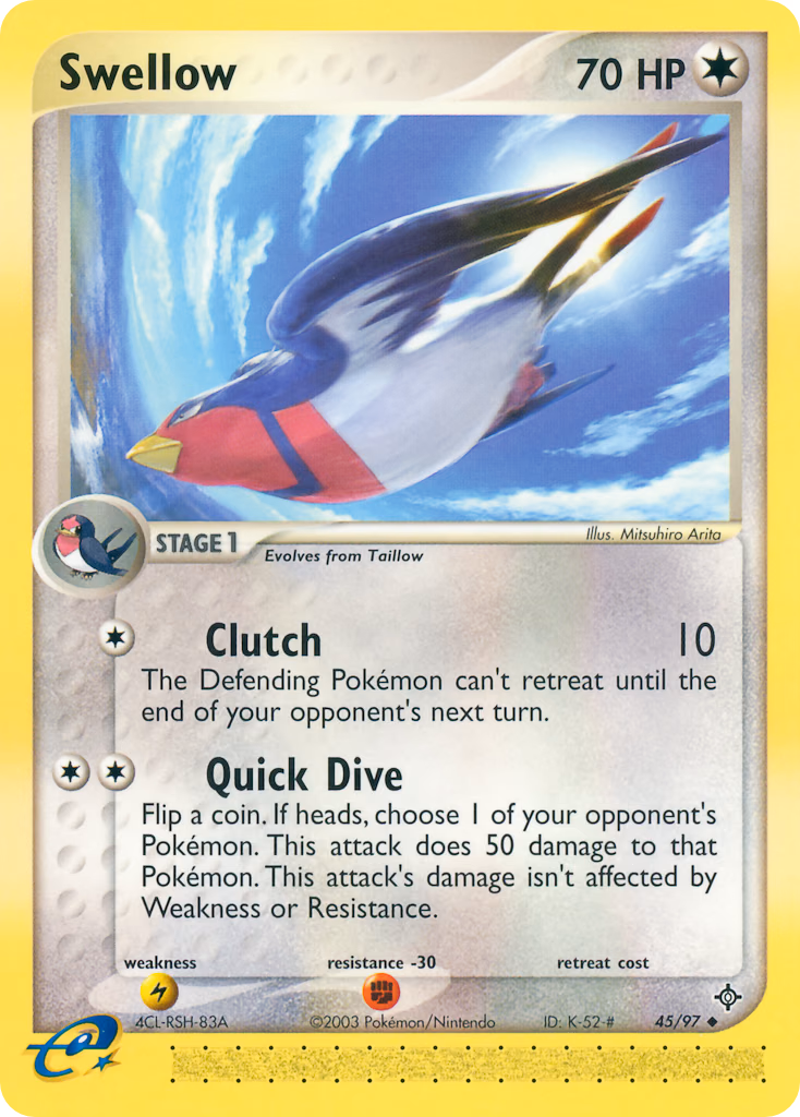 Swellow Pokemon card (45/97, Dragon)