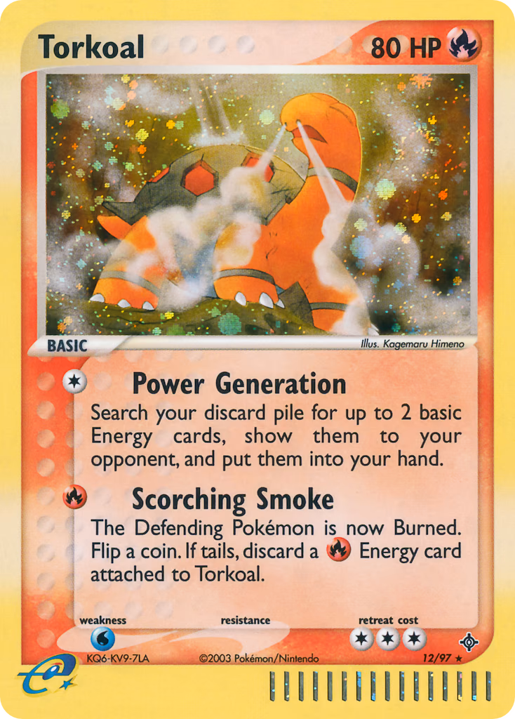 Torkoal Pokemon card (12/97, Dragon)