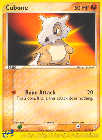 Cubone Pokemon card (40/95, Team Magma vs Team Aqua)