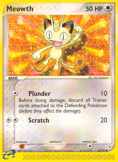 Meowth Pokemon card (42/95, Team Magma vs Team Aqua)