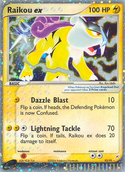 Raikou ex Pokemon card (92/95, Team Magma vs Team Aqua)