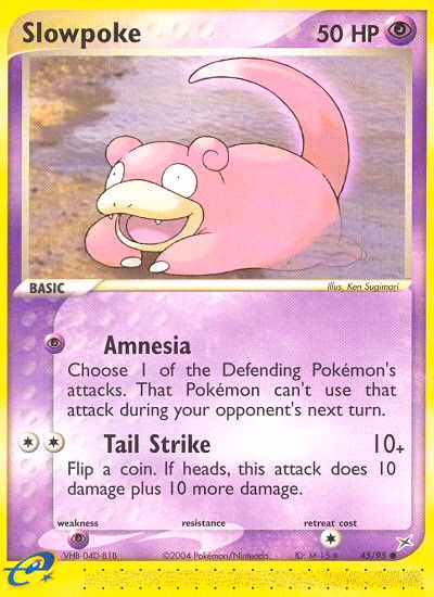 Slowpoke Pokemon card (45/95, Team Magma vs Team Aqua)