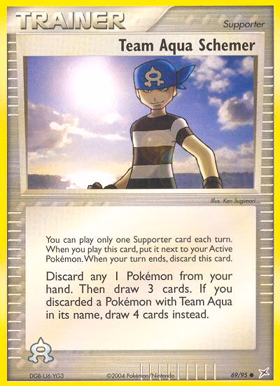 Team Aqua Schemer Pokemon card (69/95, Team Magma vs Team Aqua)