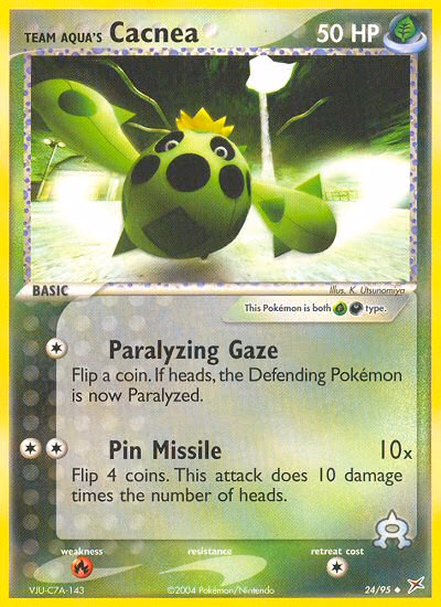 Team Aqua's Cacnea Pokemon card (24/95, Team Magma vs Team Aqua)