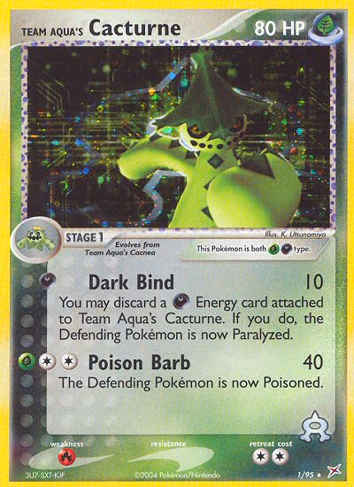 Team Aqua's Cacturne Pokemon card (1/95, Team Magma vs Team Aqua)