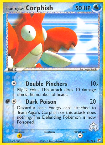 Team Aqua's Corphish Pokemon card (26/95, Team Magma vs Team Aqua)